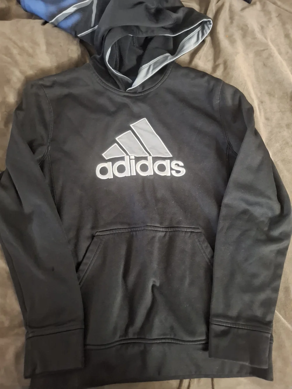 adidas Black Crewneck Hoodie with White Logo